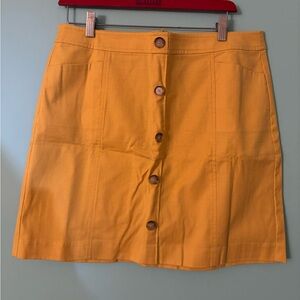 LOFT Mustard Button-Front A-Line Skirt
